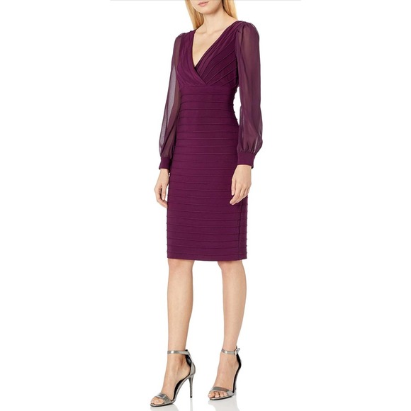 Adrianna Pappel Women's Jersey and Chiffon Sheath SZ 2 - Picture 4 of 4